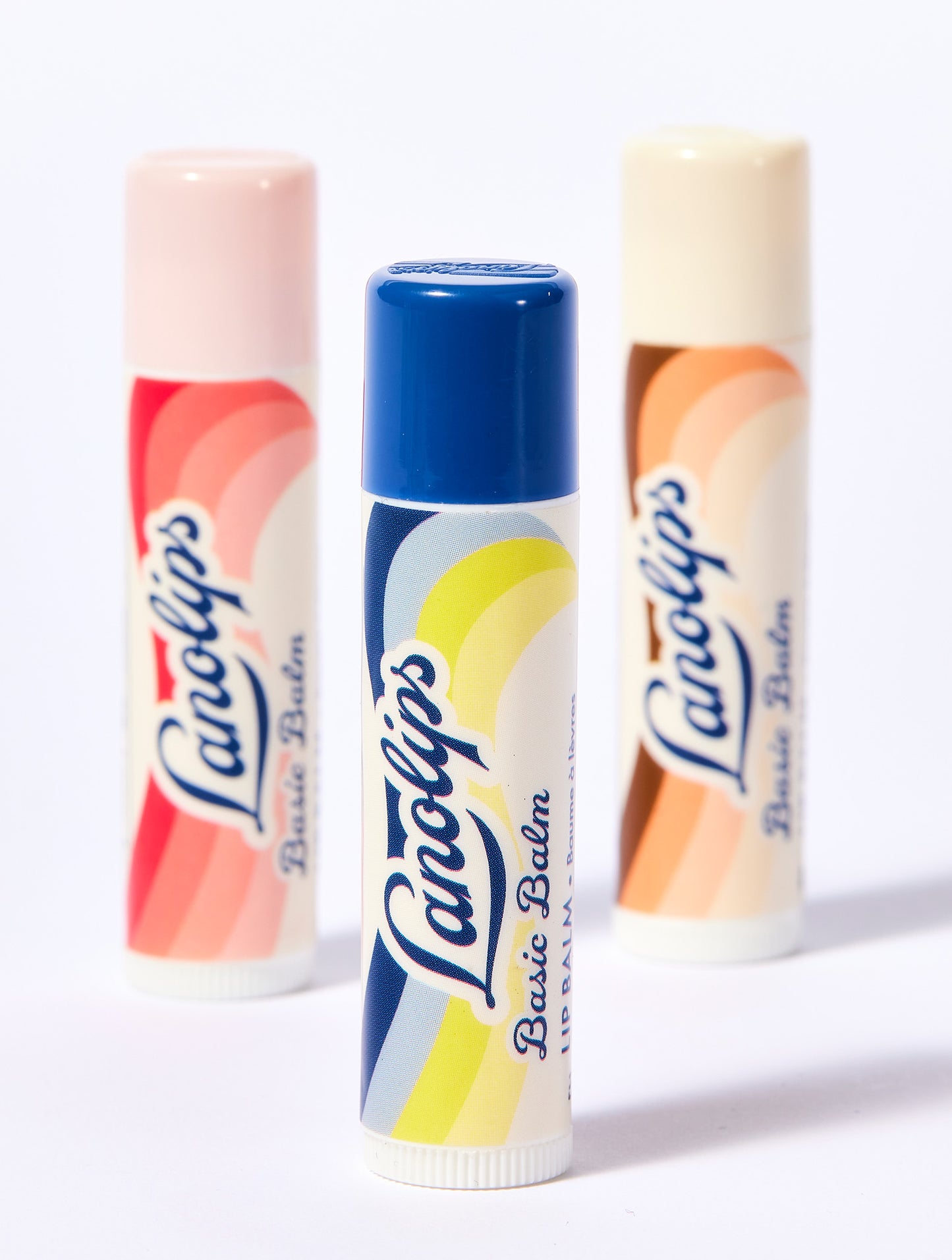 Lanolips Basic Balm range with lids closed.