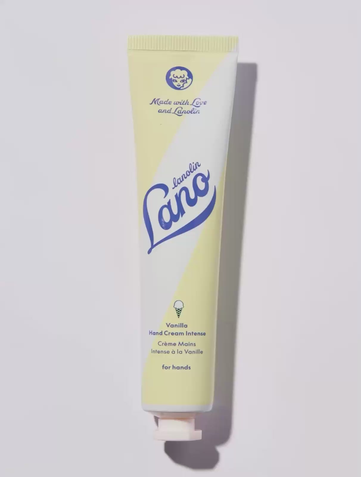 Video of the Lanolips Vanilla Hand Cream Intense - made with triple lanolin, all natural vanilla, vitamin e and shea butter, to transform your hands and nails from very dry to super soft.