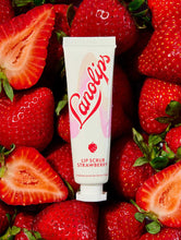 Load image into Gallery viewer, Lanolips Lip Scrub Strawberry is a 100% natural balm based scrub, containing ingredients including our ultra-pure grade lanolin, real finely ground strawberry seeds and sugar.

