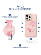 Load image into Gallery viewer, The Lanolips Lip Balm Phone holder how to use instructions pro tip
