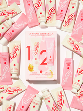 Load image into Gallery viewer, Lanolips Lip Rituals Scrub &amp; Balm Duo Set Packaging with Lip Scrub Strawberry and 101 Ointment Multi Balm Strawberry.
