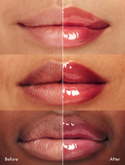 Lanolips Mocha Choca Ceramide Milkshake Balm before and after on multiple skin tones, hydrating tinted lip balm with glossy finish