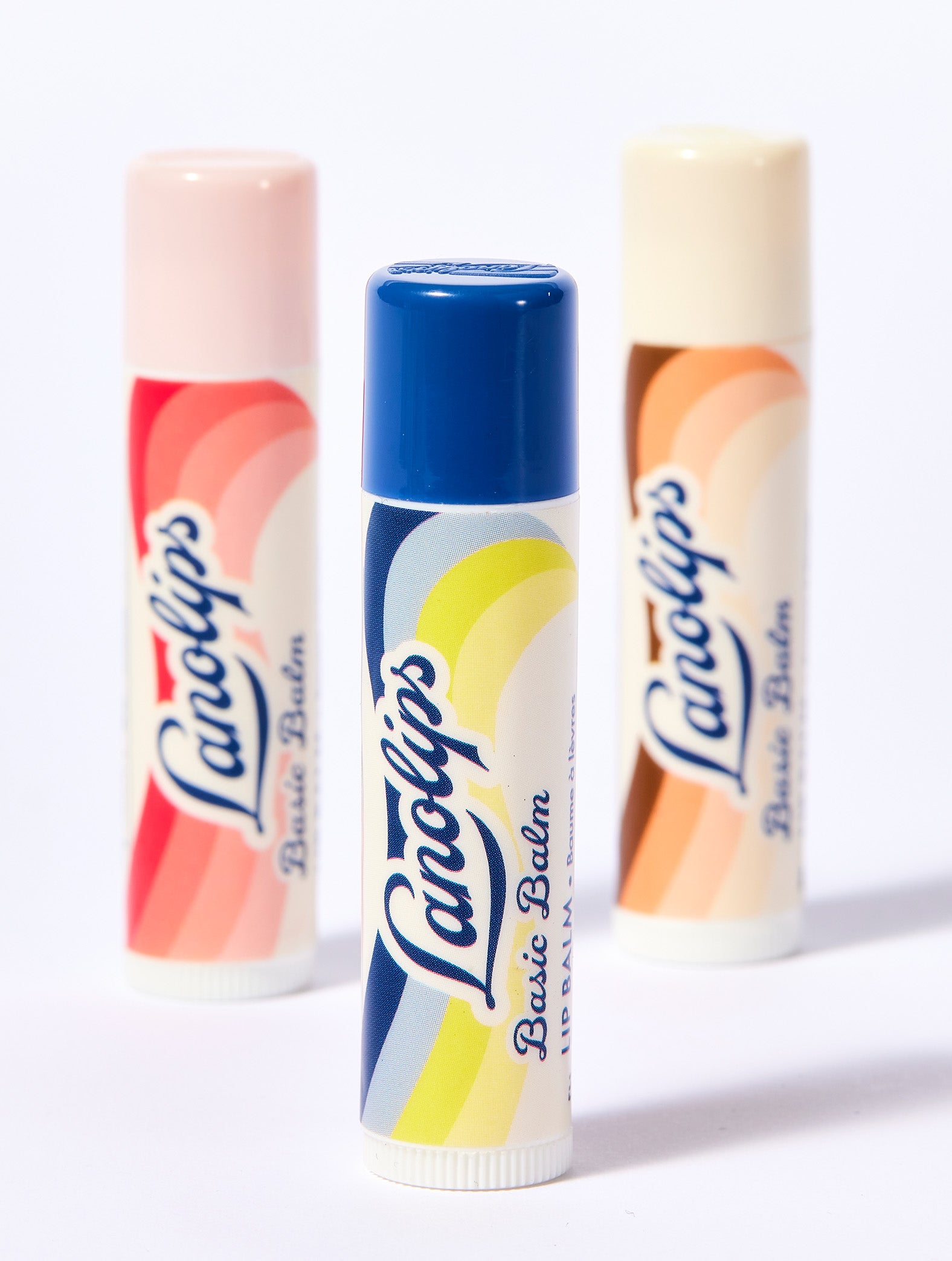 Lanolips Basic Balm range with lids closed.