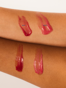 Glossy Balm arm swatches in Berry and Candy